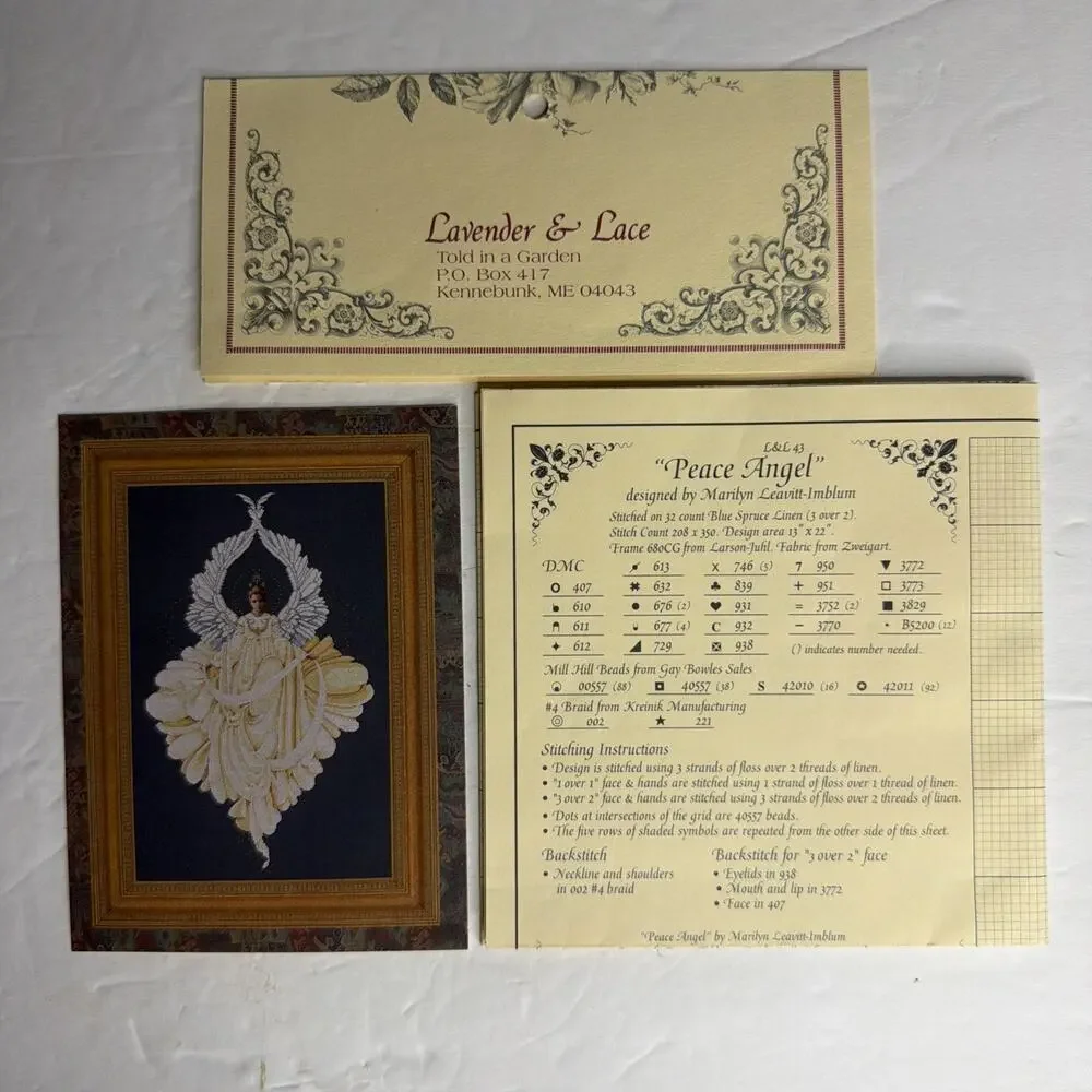 Lavender & Lace Peace Angel Victorian Designs Cross Stich Chart Unused New Open